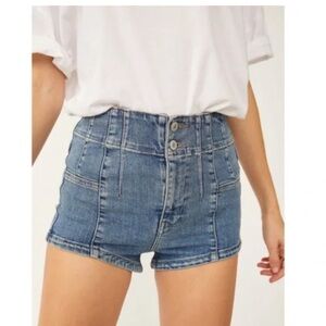 We The Free Free People Blue High-Waist Denim Shorts